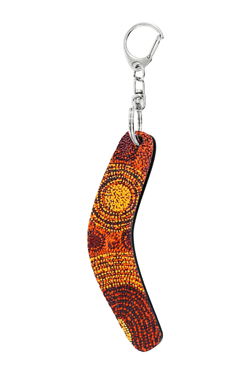 Boomerang Shape Wooden Keyring (Australian Made) - Alison Munti Riley Orange