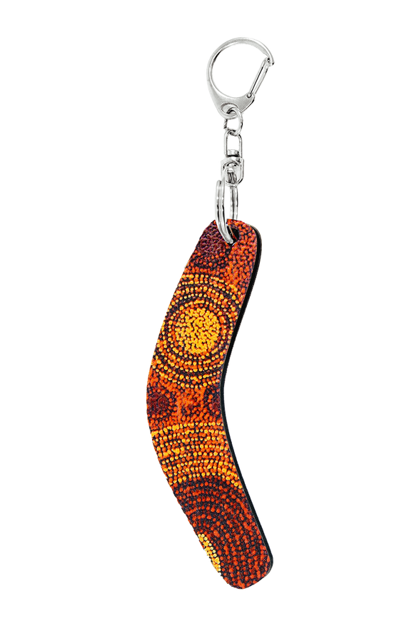 Boomerang Shape Wooden Keyring (Australian Made) - Alison Munti Riley Orange