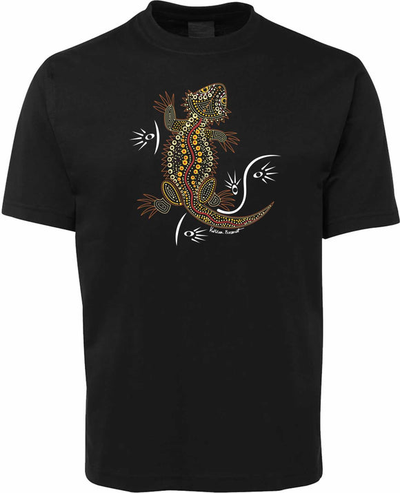 ABORIGINAL DESIGN T-SHIRT BY KATHLEEN BUZZACOTT - BEARDED DRAGON