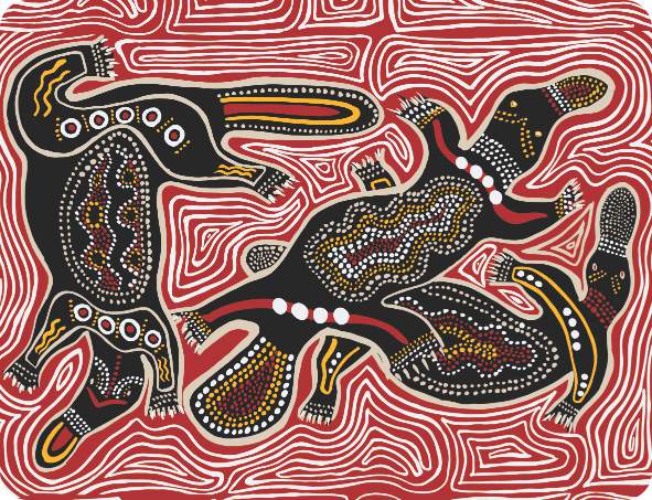 Set of 6 Placemats Art Down Under - Bilargun And Daroo