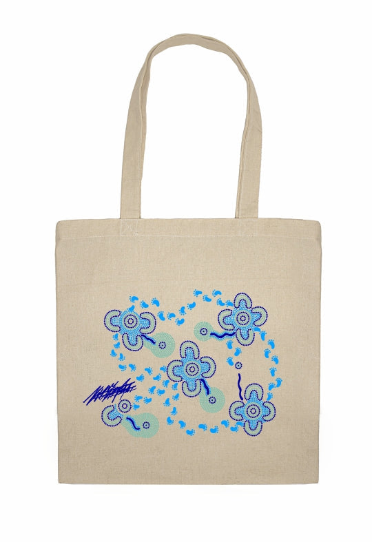 Shopping Tote Bag - On Walkabout Blue By Karen Taylor