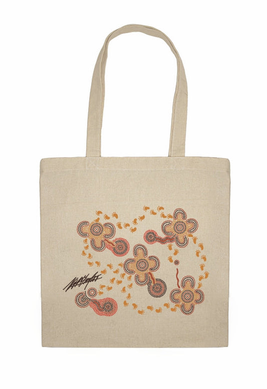 Shopping Tote Bag - On Walkabout Ochre By Karen Taylor