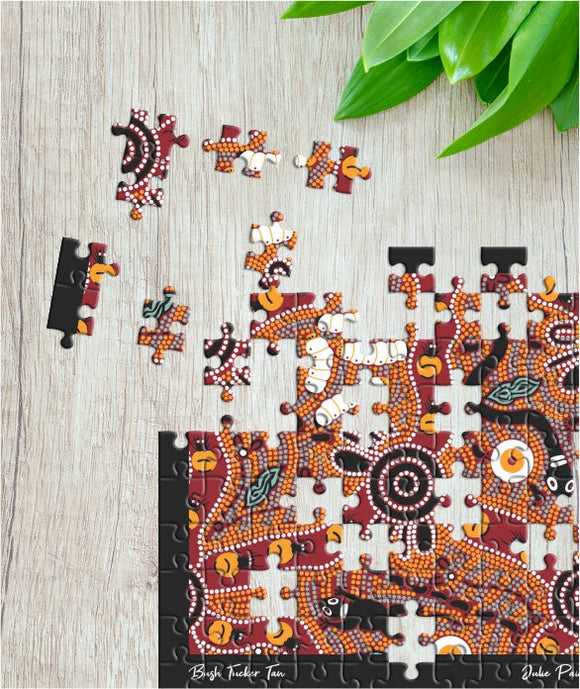 Wooden Jigsaw Puzzle - Bush Tucker Tan By Julie Paige