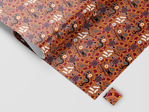 Wrapping Paper With Gift Tag Set - Bush Tucker Tan By Julie Paige