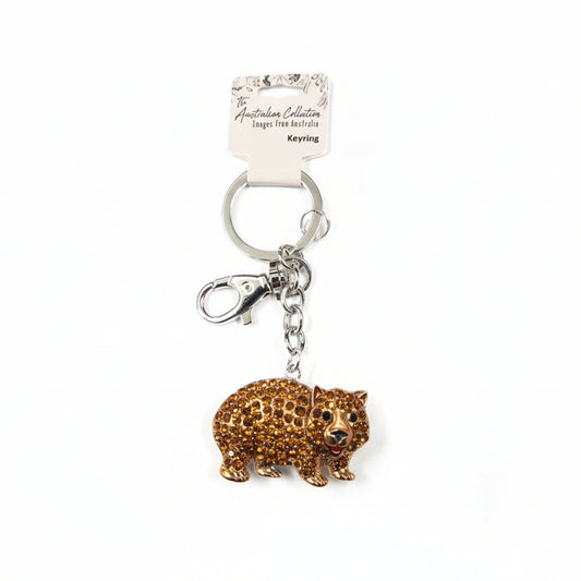 Keychain with orange wombat charm 