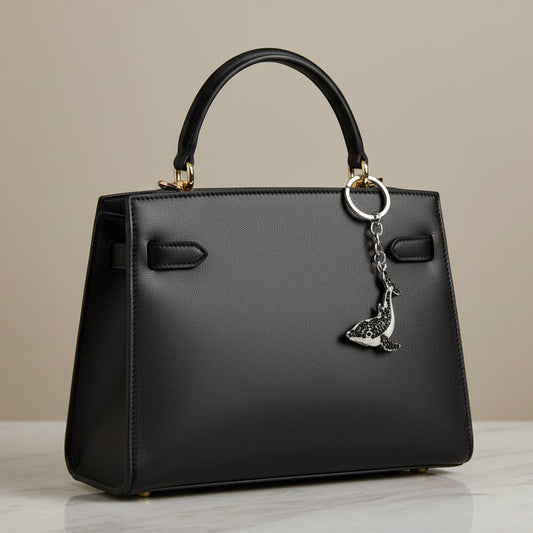 Bling keyring black silver on bag