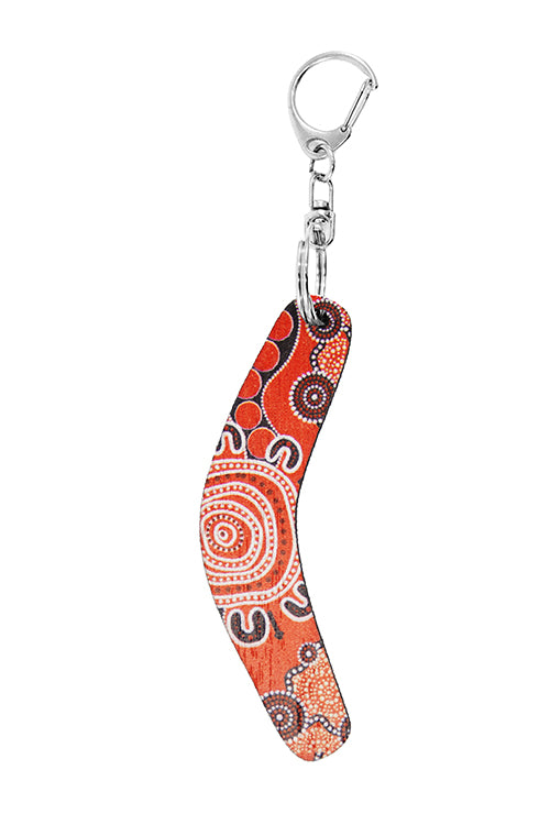 Boomerang Shape Wooden Keyring (Australian Made) - The Gathering By Nina Wright