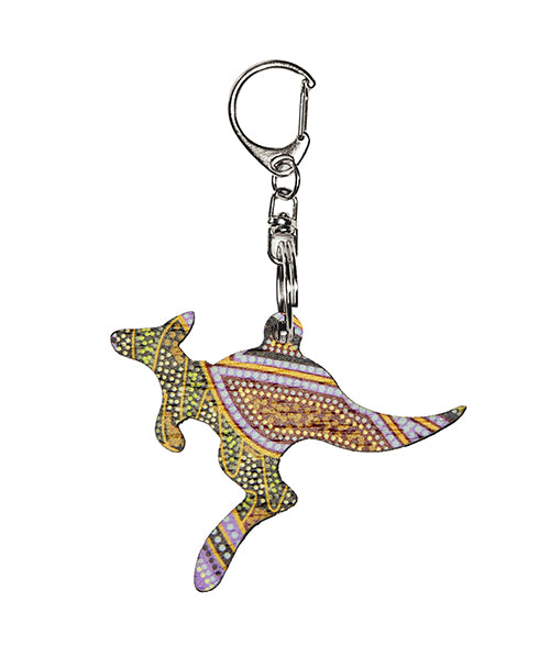 Kangaroo Shape Wooden Keyring (Australian Made) - Guldu Season By Shane Wright