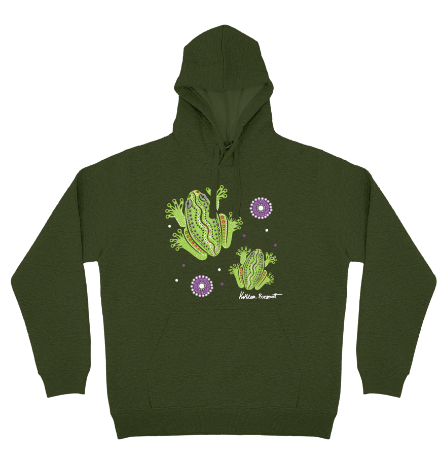 Adults Cozy Hoodie - Centralian Tree Frog By Kathleen Buzzacott