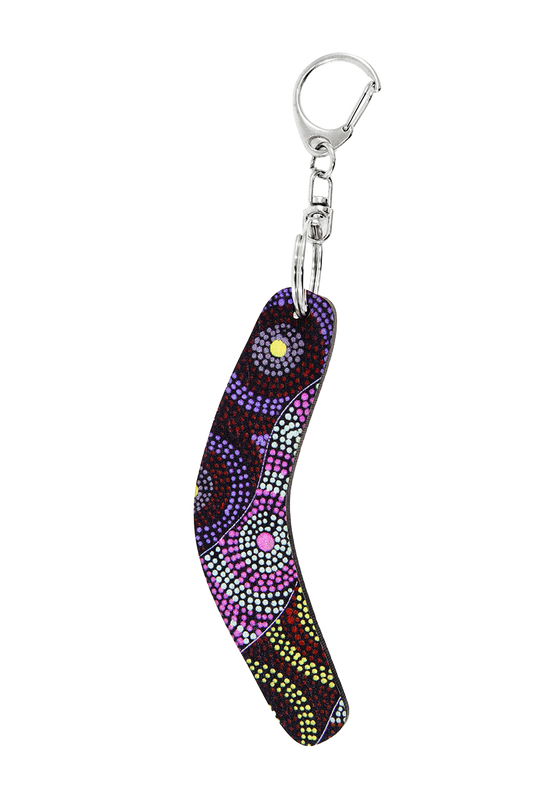 Boomerang Shape Wooden Keyring (Australian Made) - Cindy Wallace Circles