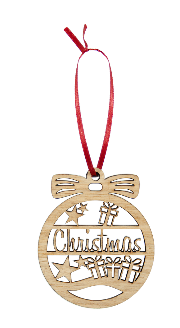 Wooden Christmas Hanging Bauble Ornament - Christmas