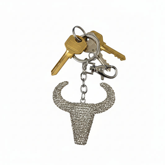 Cow Horns bling keyring on keys