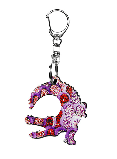 Crocodile Shape Wooden Keyring (Australian Made) - Cindy Wallace Purple