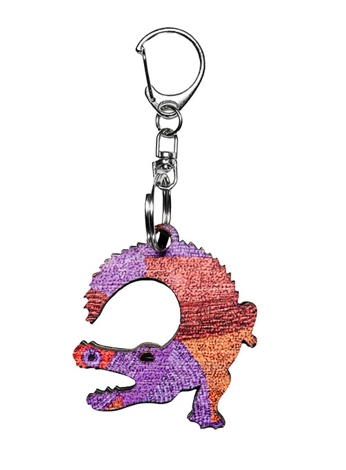 Crocodile Shape Wooden Keyring (Australian Made) - Alison Munti Riley Red/Blue