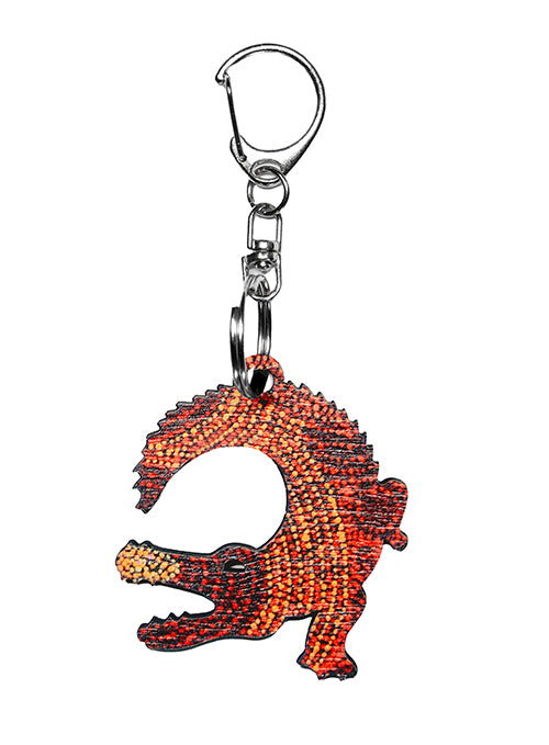 Crocodile Shape Wooden Keyring (Australian Made) - Alison Munti Riley Orange