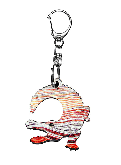 Crocodile Shape Wooden Keyring (Australian Made) - Elsie Granites Napanangka