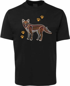 ABORIGINAL DESIGN T-SHIRT BY KATHLEEN BUZZACOTT - DINGO