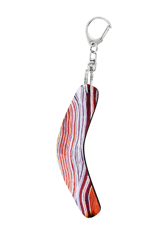 Boomerang Shape Wooden Keyring (Australian Made) - Elsie Granites Napanangka