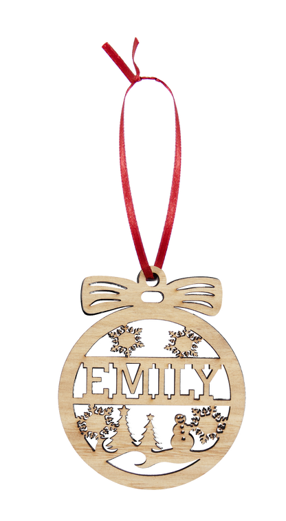 Personalised Wooden Christmas Hanging Bauble Ornament