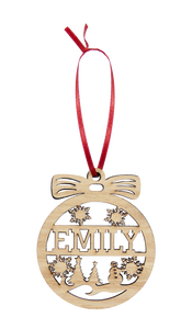 Personalised Wooden Christmas Hanging Bauble Ornament