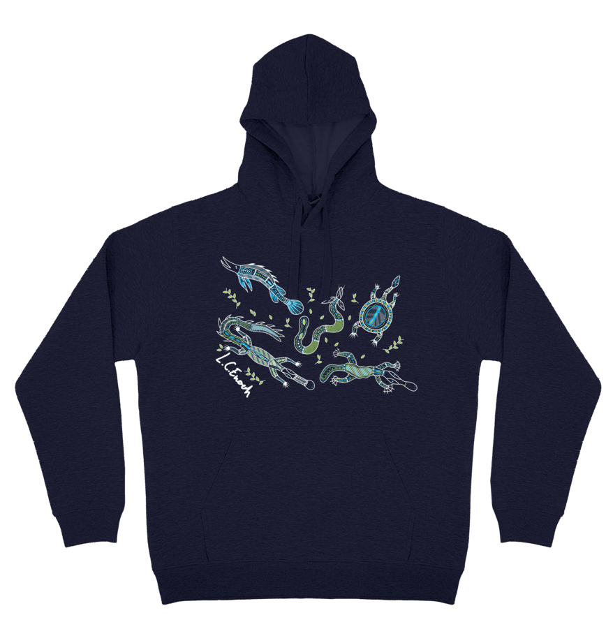 Adults Cozy Hoodie - Freshwater Totems By Louis Enoch