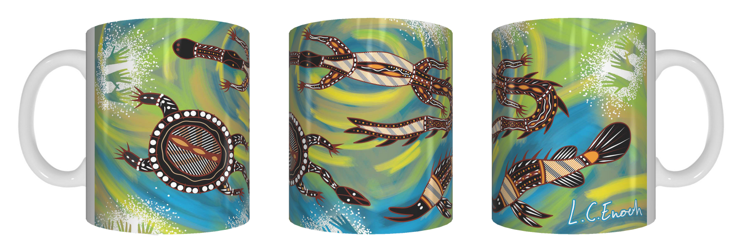 Freshwater Totems - Aboriginal Design Ceramic Mug in Gift Box