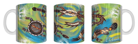 Freshwater Totems - Aboriginal Design Ceramic Mug in Gift Box
