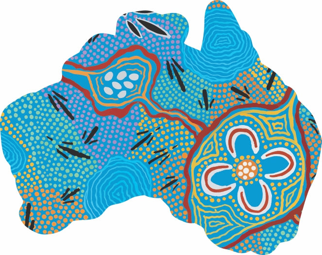 Wooden Magnet (Australian Made) Australia Shape - Bush Tucker Gathering By Glenny Naden