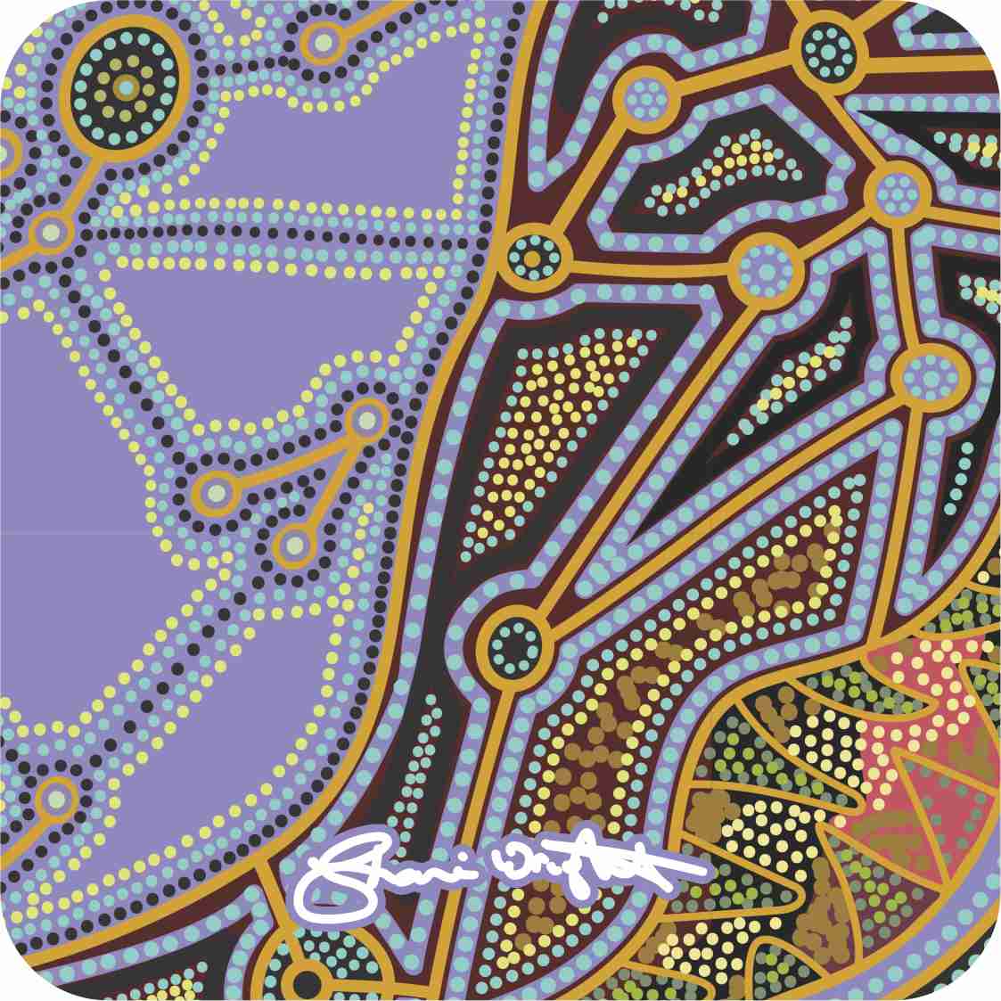 Aboriginal Ceramic Coasters - Guldu By Shane Wright - Fair Dinkum Gifts