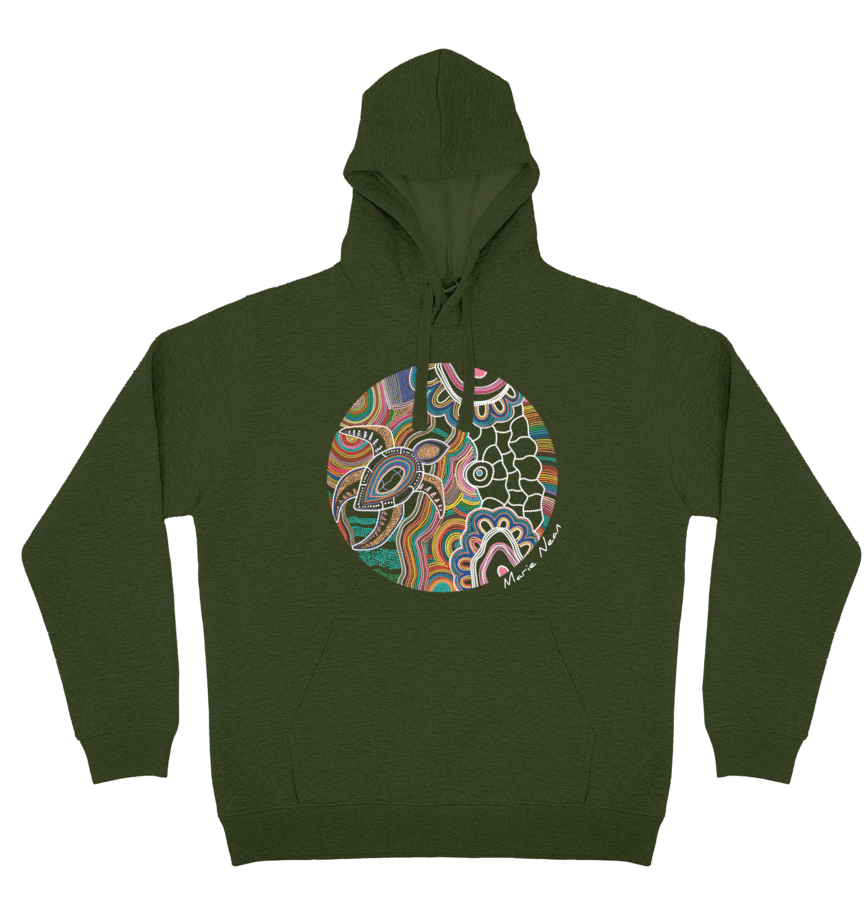 Adults Cozy Hoodie - Gurruu Gali Waraba (Deep Water Turtle) By Marie Nean