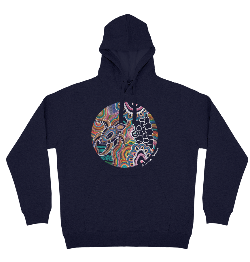 Adults Cozy Hoodie - Gurruu Gali Waraba (Deep Water Turtle) By Marie Nean