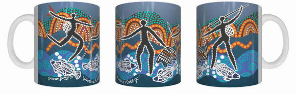 Hunter Fish Traps - Aboriginal Design Ceramic Mug in Gift Box