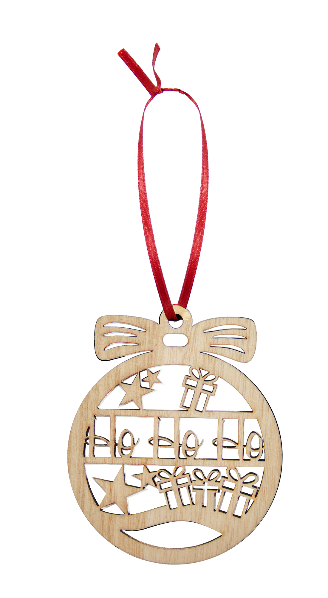 Wooden Christmas Hanging Bauble Ornament - Ho Ho Ho