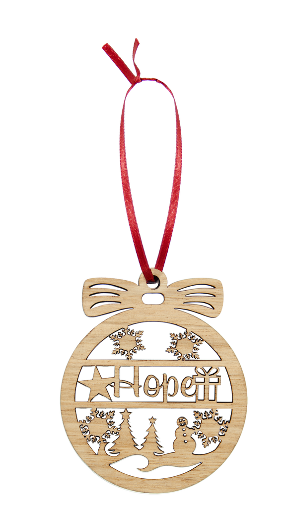 Wooden Christmas Hanging Bauble Ornament - Hope