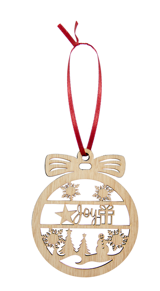 Wooden Christmas Hanging Bauble Ornament - Joy