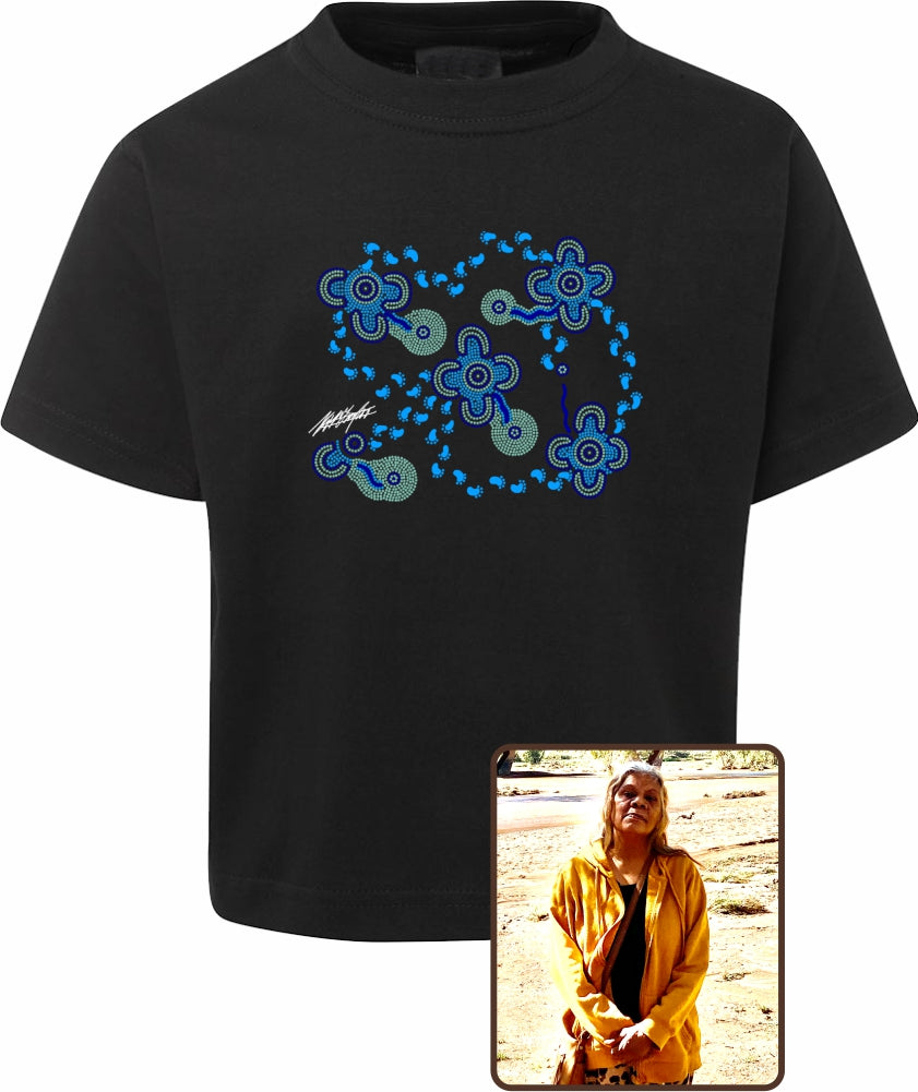 T Shirt Kids Regular Fit - Karen Taylor, On Walkabout Blue Design