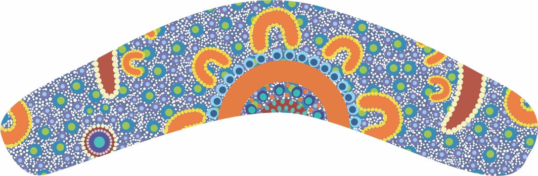 Wooden Magnet (Australian Made) Boomerang Shape - Family Camping By Kathleen Buzzacott