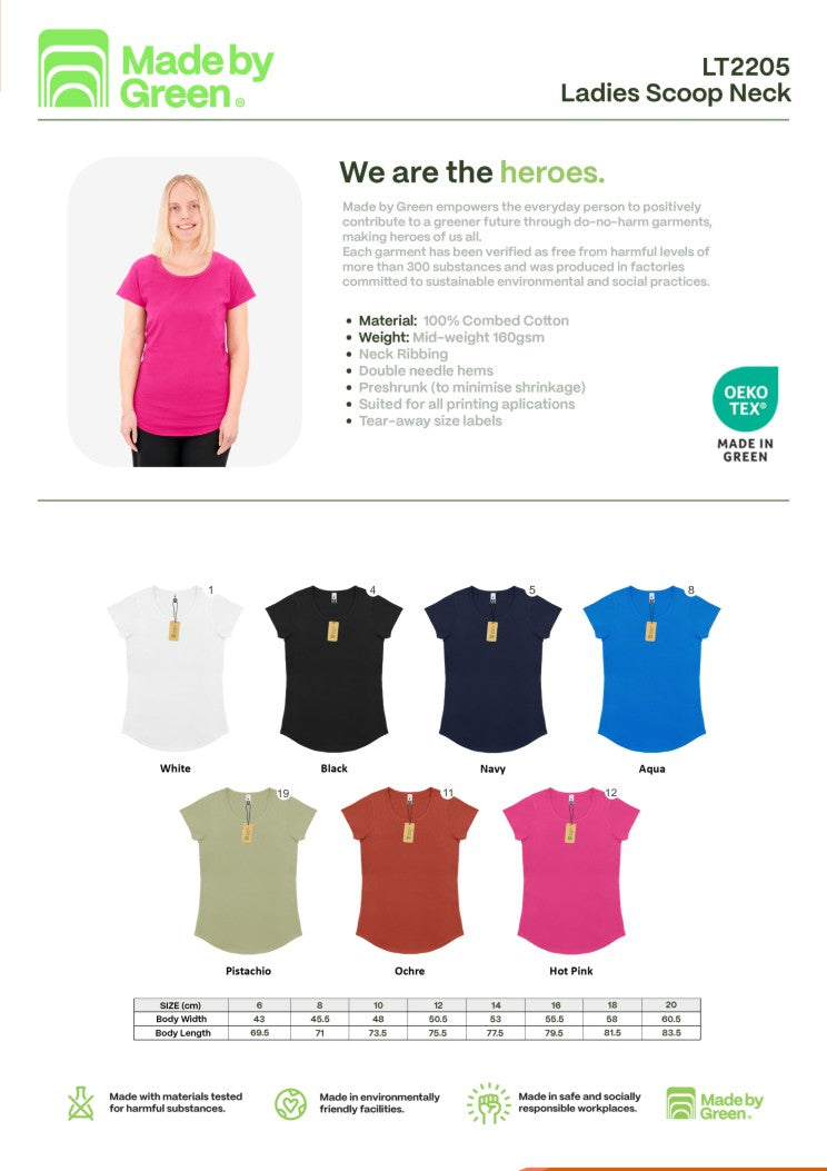 Ladies Scoop Neck T-Shirt - Butterflies