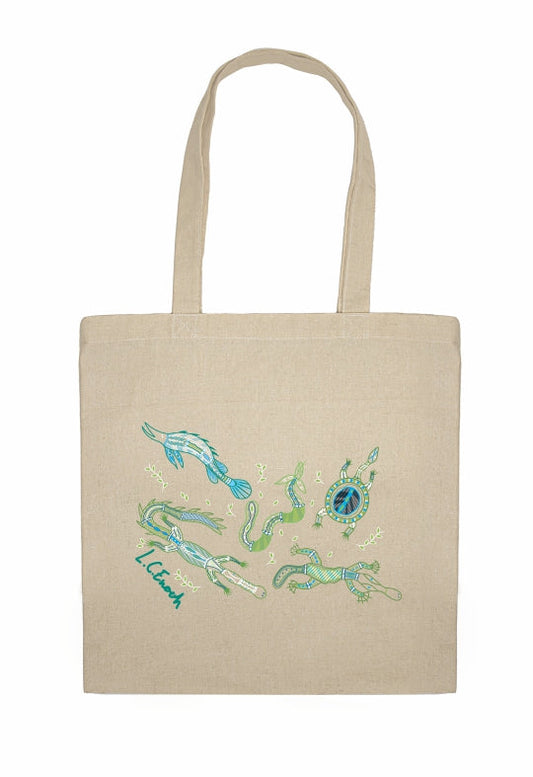 Shopping Tote Bag - Freshwater Totems By Louis Enoch