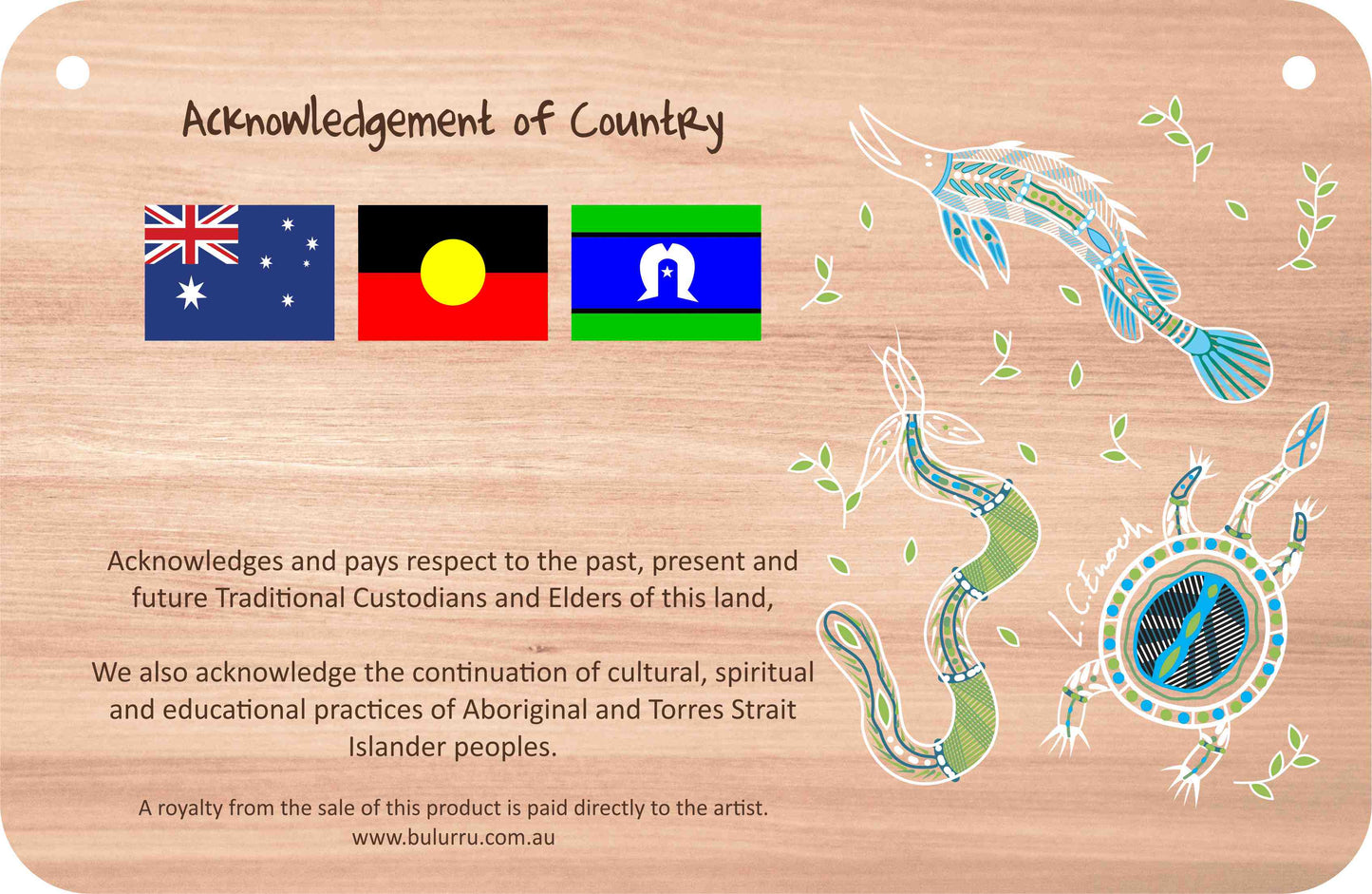 Customised Acknowledgement of Country - 287mm x 187mm - Fair Dinkum Gifts