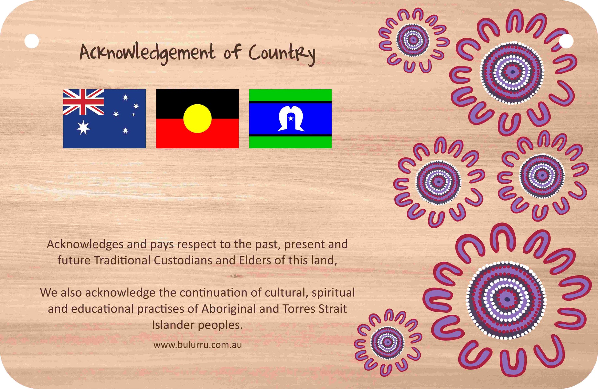 Customised Acknowledgement of Country - 287mm x 187mm - Fair Dinkum Gifts
