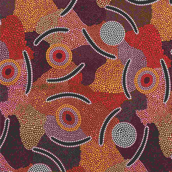 Mans Ceremony Aboriginal Pattern COTTON Fabric Per Metre
