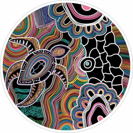Aboriginal Ceramic Coasters - Guruu Gali Waraba (Deep Water Turtle by Marie Nean - Fair Dinkum Gifts
