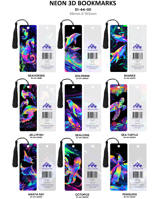 3D Bookmarks - Neon Range - Fair Dinkum Gifts