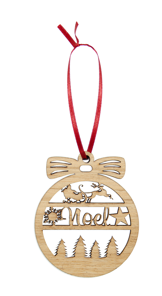 Wooden Christmas Hanging Bauble Ornament - Noel
