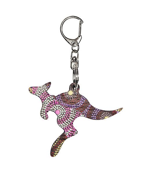 Kangaroo Shape Wooden Keyring (Australian Made) - Cindy Wallace Circles