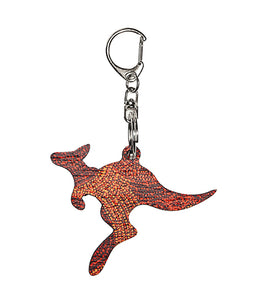 Kangaroo Shape Wooden Keyring (Australian Made) - Alison Munti Riley Orange