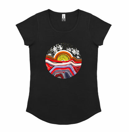 Ladies Scoop Neck T-Shirt - Sunset On The Land
