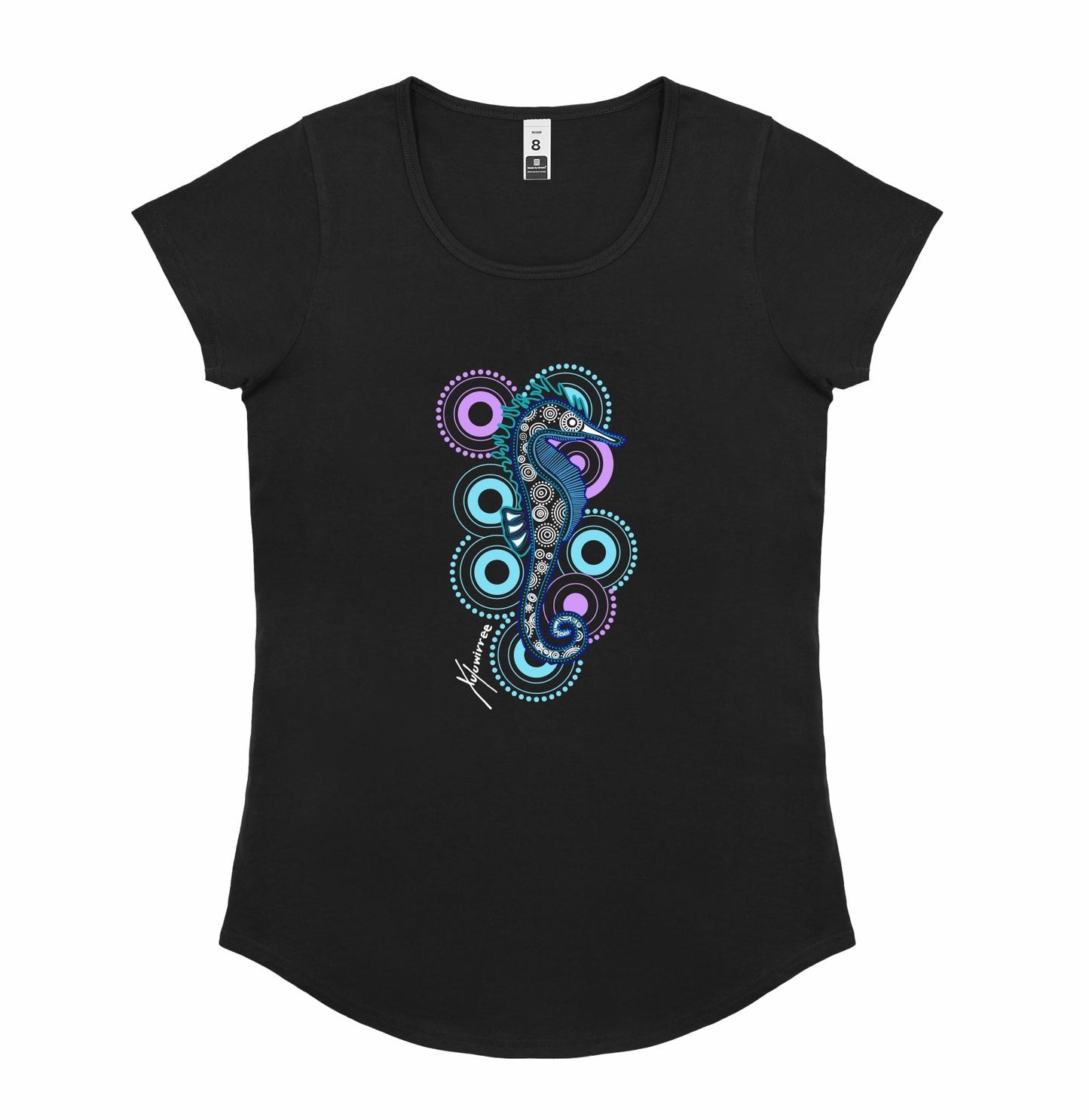 Ladies Scoop Neck T-Shirt - Seahorse