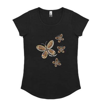 Ladies Scoop Neck T-Shirt - Butterflies